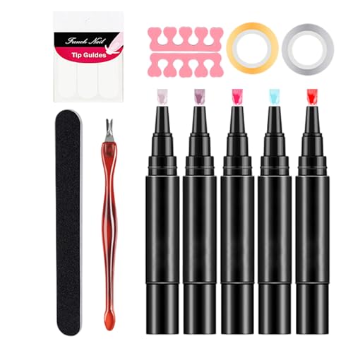 5 Farben 3D Nagelkunststift Nagellack Stift 1 Step UV Nagellack UV Gel Nagelgel Nail Polish Nagellack Stift Nail graffitis Zeichnung Stift Nagel Gel Bleistift UV LED Gel Nagellack Für Frauen von Bvizyelck