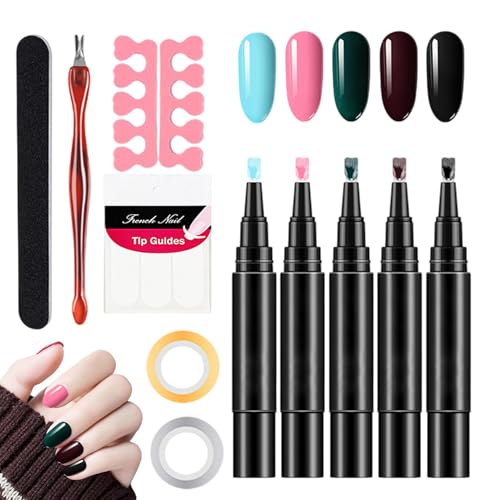 5 Farben 3D Nagelkunststift Nagellack Stift 1 Step UV Nagellack UV Gel Nagelgel Nail Polish Nagellack Stift Nail graffitis Zeichnung Stift Nagel Gel Bleistift UV LED Gel Nagellack Für Frauen von Bvizyelck