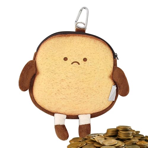 Bvizyelck Brotgeldbörse, Brotgeldbeutel | Toast-Münzhalter mit Reißverschluss | Plüsch-Münztasche, Cartoon-Rucksack-Anhänger, kleine Kosmetiktasche, Geldbörse von Bvizyelck