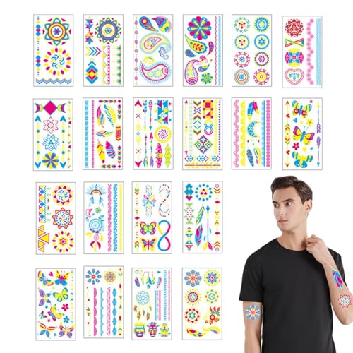 Bvizyelck Im Dunkeln leuchtende Aufkleber, temporäre Aufkleber für Kinder - 20 Blatt kreative Gesichtsaufkleber, temporäres Kit,Im Dunkeln leuchtendes Partyzubehör, Festival-Zubehör, leuchtende Bvizyelck Im Dunkeln leuchtende Aufkleber, temporäre Aufkleber für Kinder - 20 Blatt kreative Gesichtsaufkleber, temporäres Kit,Im Dunkeln leuchtendes Partyzubehör, Festival-Zubehör, leuchtende von Bvizyelck