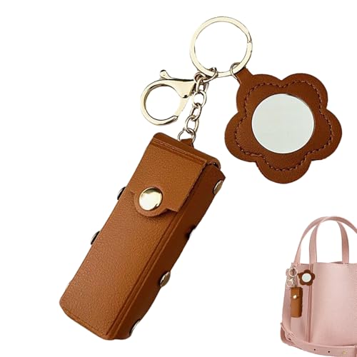 Bvizyelck Lippenstifthülle Schlüsselanhänger | PU Leder Lippenstifttasche | Mode Schminktasche Für Frauen Und Mädchen Reise von Bvizyelck