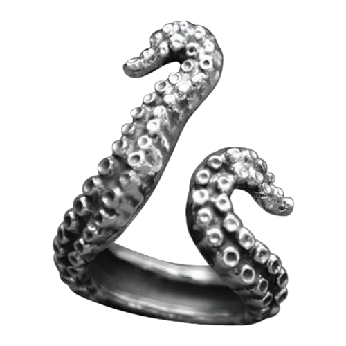 Bvizyelck Oktopus-Ring, Oktopus-Ringe für Frauen - Verstellbarer Piratenring | HäkelringUnisex Oktopus Tentakel Öffnungsring Meerestierschmuck für Frauen von Bvizyelck