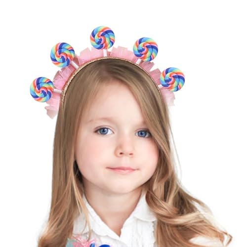 Lollipop Haarreif Haarschmuck Mädchen Haarbänder Stirnband Süßigkeiten Kopfschmuck Lollipop Kostüm Zuckerstange Kostüm Zubehör Candy Haarband Party Dekoration Cosplay Kostüm von Bvizyelck