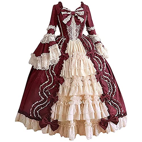 Bvsbpk Mittelalterliches Renaissance-Kostüm für Damen, Rokoko, maskiertes Ballkleid, viktorianisches langes Kleid, Gothic, Cosplay, Vintage-Kleid von Bvsbpk