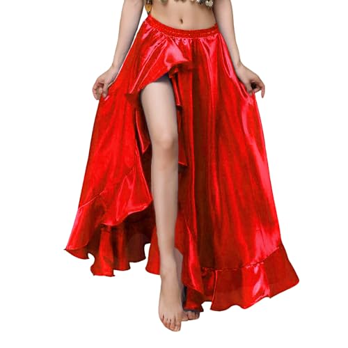 Roter Rock, Bauchtanz Rock Einseitiger Schlitz am Unteren Körper Langer für Indian Ethno Dance, Nachtclub Performance Kostüm von Bvxchg