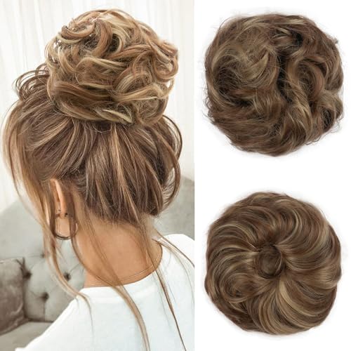 BwelsZJ Haarteil, lockig, gewellt, mit Gummizug, für Damen und Mädchen, natürliches Haar, hitzebeständige Fasern, voluminöses Haar von BwelsZJ