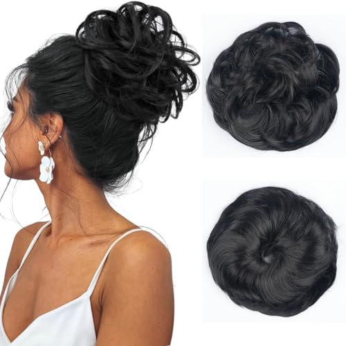 BwelsZJ Lockerer Dutt Haarteil mit Gummiband – Messy Bun Haargummi mit Kunsthaar, Voluminöse Hochsteckfrisur & Haarverlängerung für Damen von BwelsZJ