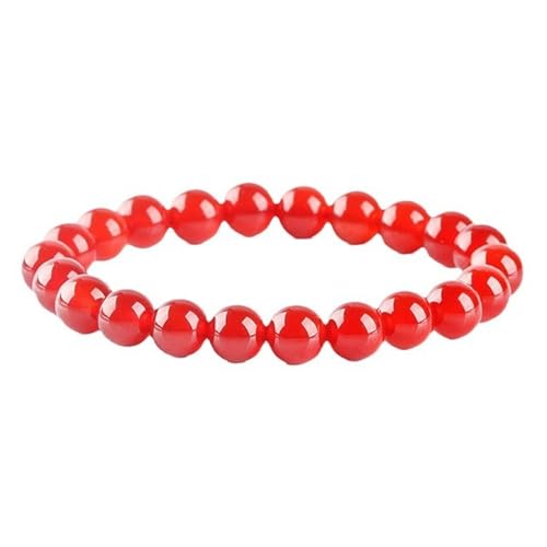Armband aus roter Jade für Damen und Herren, Achatstein, Kristall, Edelsteine, Stretch-Perlenarmband, Einheitsgröße, Achat von Bwesfy
