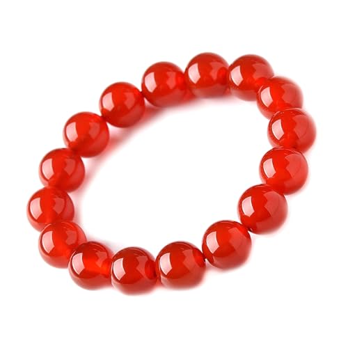 Armband aus roter Jade für Damen und Herren, Karneol, Achat, Chalcedon, Edelsteine, Stretch-Perlenarmband, Einheitsgröße, Achat von Bwesfy