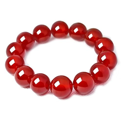 Armband aus roter Jade für Damen und Herren, natürlicher Karneol-Achat-Edelsteine, Stretch-Perlenarmband, Einheitsgröße, Achat von Bwesfy