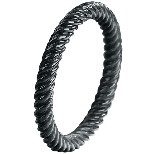 Armreif für Damen, gedreht, schwarz, mit Zertifikat, natürliches rundes Jadeit-Armband der Güteklasse A, 54 mm von Bwesfy