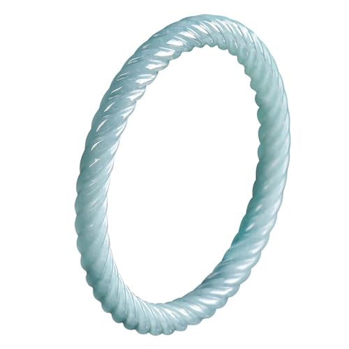 Blauer gedrehter runder Jade-Armreif, natürliches Jadeit-Armband für Damen, echtes mit Zertifikat, 63mm von Bwesfy