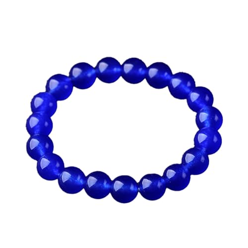 Blaues Jade-Armband für Damen und Herren, Chalcedon, Kristall, Quarz, Jade, Edelsteine, Stretch-Perlenarmband, Einheitsgröße, Achat von Bwesfy