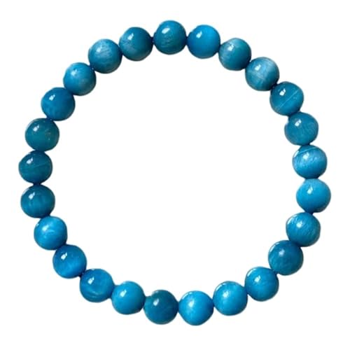 Blaues Jade-Armband für Damen und Herren, natürlicher Chakra-Kristall-Edelstein, Stretch-Perlenarmband, Einheitsgröße, Achat von Bwesfy