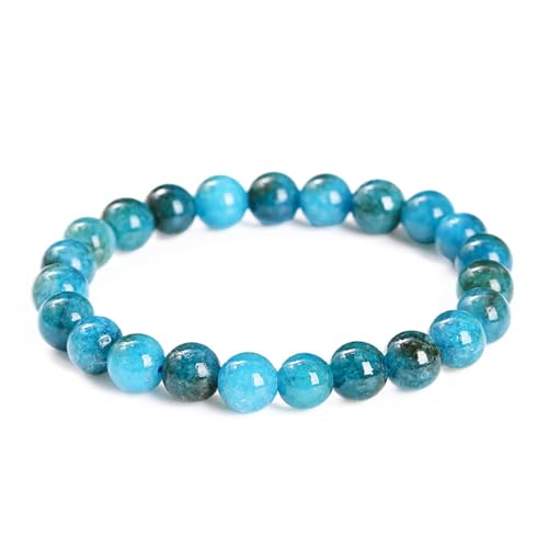 Blaues Jade-Armband für Damen und Herren, natürliches Stretch-Perlenarmband, Glücksschmuck, 8 mm von Bwesfy