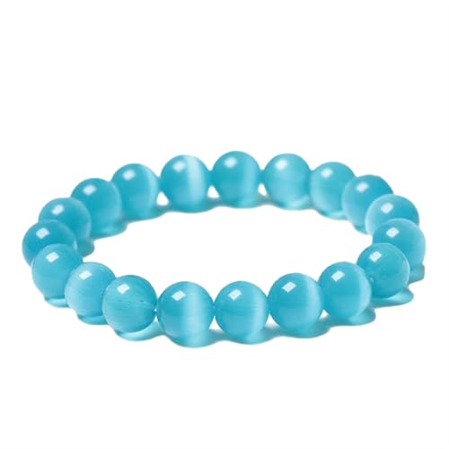 Blaues Katzenaugen-Stein-Armband, Jade-Armband für Frauen, Kristall-Stretch-Perlenarmband, Einheitsgröße, Achat von Bwesfy