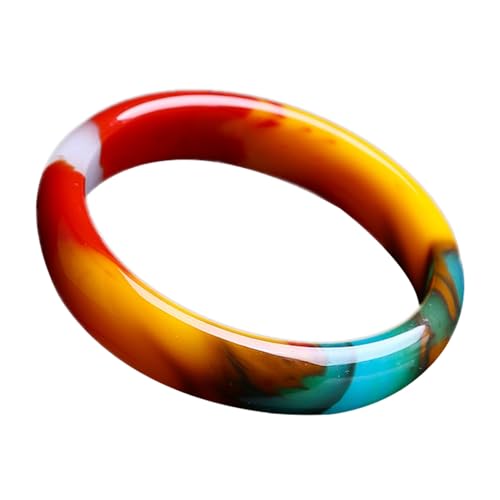 Bunter Jade-Armreif für Damen, Edelstein, handgefertigt, Glücksarmband, Einheitsgröße, Achat von Bwesfy