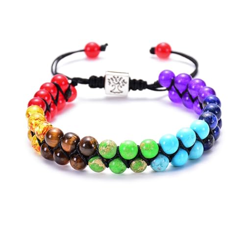 Buntes Jade-Armband für Damen und Herren, 6 mm, Stretch-Perlen, Naturstein, Kristallarmband, Glücksschmuck, Einheitsgröße von Bwesfy