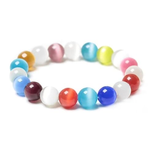 Buntes Jade-Armband für Damen und Herren, Katzenaugen-Stein, Kristall-Edelsteine, Stretch-Perlenarmband, Einheitsgröße, Achat Buntes Jade-Armband für Damen und Herren, Katzenaugen-Stein, Kristall-Edelsteine, Stretch-Perlenarmband, Einheitsgröße, Achat von Bwesfy