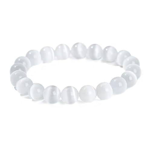 Buntes Jade-Armband für Damen und Herren, Katzenaugen-Stein, Kristall-Edelsteine, Stretch-Perlenarmband, Einheitsgröße, Achat von Bwesfy