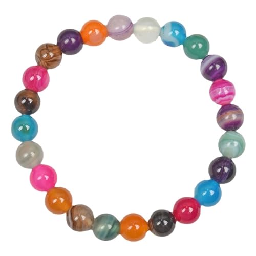 Buntes Jade-Armband für Damen und Herren, natürlicher Edelstein, dehnbar, runde Perlen-Armband, Einheitsgröße, Achat Buntes Jade-Armband für Damen und Herren, natürlicher Edelstein, dehnbar, runde Perlen-Armband, Einheitsgröße, Achat von Bwesfy