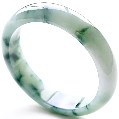 Burma Jade Armreif Armband für Frauen, Grün Weiß Schwimmende Blumen Elegant Jadeit Armband, Einheitsgröße, Achat von Bwesfy