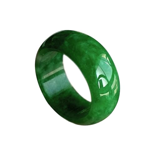 Burmesischer Jade-Ring für Männer und Frauen, dunkelgrün, breit, dick, Jade, Bandringe, stapelbar, Ewigkeitsring, Einheitsgröße, Achat von Bwesfy