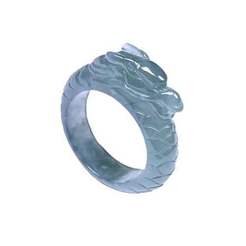 Bwesfy Blauer Drachen-Jade-Ring für Damen und Herren, natürlicher A-Klasse, stapelbar, Ewigkeits-Jadeit-Bandring, Einheitsgröße, Achat von Bwesfy