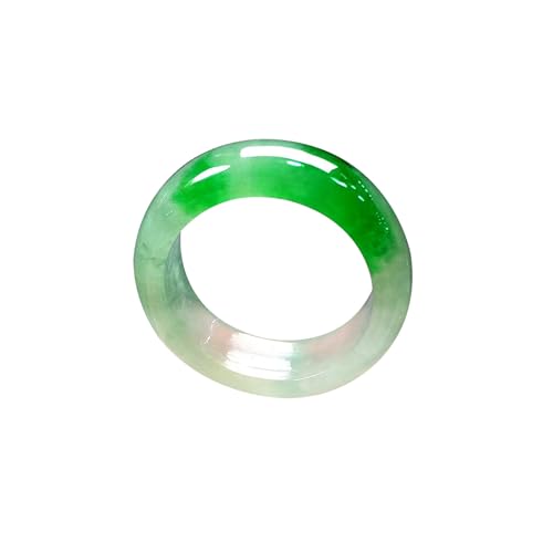 Bwesfy Grüne schwimmende Blumen Jade Ring für Damen und Herren, Eis-Transparenter Ewigkeitsring Jadeit Bandringe, Einheitsgröße, Achat von Bwesfy