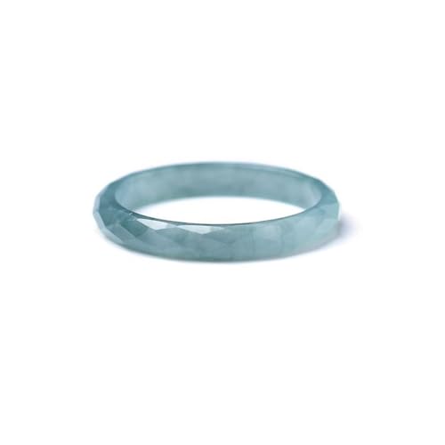 Bwesfy Jade-Ring für Damen und Herren, blau, facettiert, geschnitzt, Klasse A, stapelbar, Ewigkeitsring, Einheitsgröße, Achat von Bwesfy