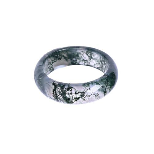 Bwesfy Jade-Ring für Damen und Herren, dunkelgrüner Seetang-Kristall, stapelbar, Ewigkeitsring, Einheitsgröße, Achat von Bwesfy