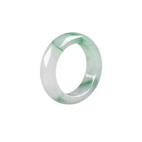 Bwesfy Jade-Ring für Damen und Herren, natürliche A-Qualität, grüne schwimmende Blumen, chinesischer Glücksbringer, Jadeit, Einheitsgröße, Achat von Bwesfy