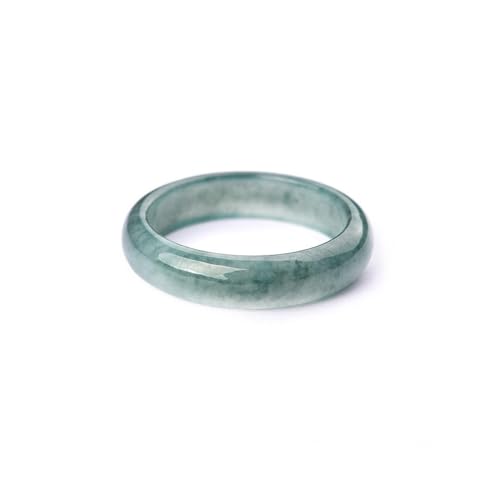 Bwesfy Natürlicher dunkelblauer Jadeit-Ring, einfacher Bandring, Smaragd-Jade-Ring für Damen und Herren, Einheitsgröße, Achat von Bwesfy