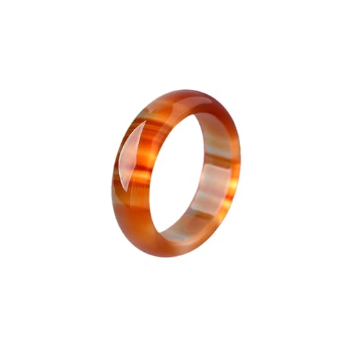 Bwesfy Natürlicher orangefarbener Achat-Jade-Ring für Damen, Chalcedon, stapelbar, Ewigkeitsring, Einheitsgröße, Achat von Bwesfy