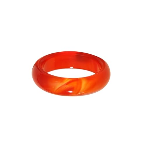 Bwesfy Oranger Jade-Ring für Damen und Herren, natürlicher Achat, Chalcedon, stapelbar, Ewigkeitsring, Einheitsgröße, Achat von Bwesfy