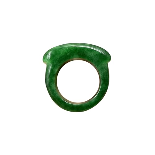 Bwesfy Sattel-Jade-Ring für Damen, voller grüner natürlicher Jadeit-Ring, stapelbar, Ewigkeits-Bandring, Einheitsgröße, Achat von Bwesfy