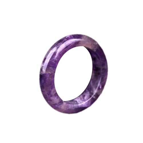 Bwesfy Violetter Amethyst-Jade-Ring, natürlicher Kristall, stapelbar, Ewigkeitsring, Glücksbringer für Damen und Herren, 34 von Bwesfy