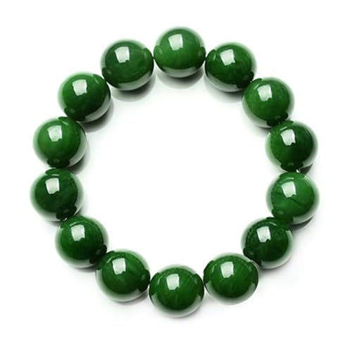 Dunkelgrünes Jade-Armband für Damen und Herren, Edelsteine, Stretch-Perlen, Glücksarmband, Einheitsgröße, Achat von Bwesfy