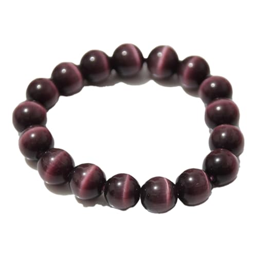 Dunkelviolettes Jade-Armband für Damen und Herren, Katzenaugen-Stein, Stretch-Perlen-Kristall-Armband Schmuck, 12 mm von Bwesfy