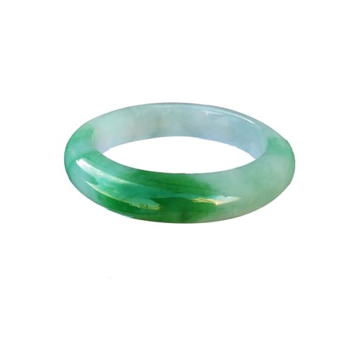 Echter Jade-Armreif für Frauen, natürliche grüne schwimmende Blume, A-Grade, Jadeit-Armreif mit Zertifikat, 56mm von Bwesfy