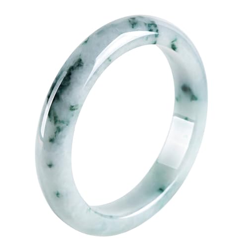 Grüne schwimmende Blumen Jade Armreif, natürliche Grade A Jadeit Armband für Frauen echt mit Zertifikat, 58 mm von Bwesfy