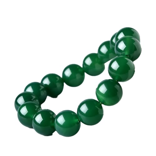 Grünes Jade-Armband für Damen und Herren, Achat Chalcedon Edelsteine, Stretch-Perlenarmband, Einheitsgröße, Achat von Bwesfy