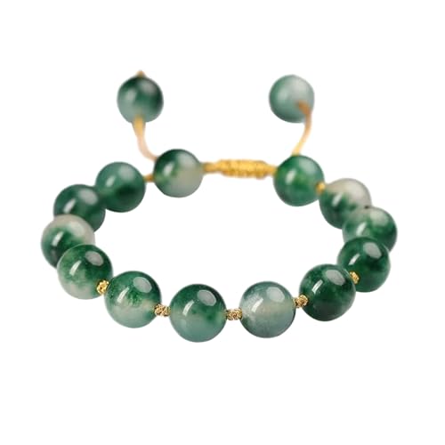 Grünes Jade-Armband für Damen und Herren, Glücksarmband, handgefertigt, natürlicher Kristallstein, Stretch-Schmuck, 10 mm von Bwesfy