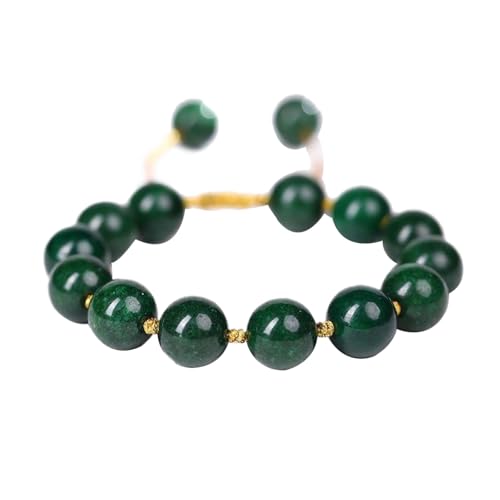 Grünes Jade-Armband für Damen und Herren, Glücksarmband, handgefertigt, natürlicher Kristallstein, Stretch-Schmuck, 10 mm von Bwesfy