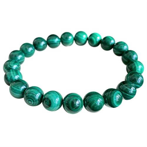 Grünes Jade-Armband für Damen und Herren, Malachit-Edelsteine, Stretch-Perlenarmband, Einheitsgröße, Achat von Bwesfy