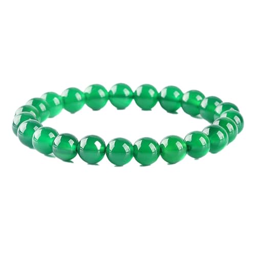 Grünes Jade-Armband für Damen und Herren, natürlicher Achat, Chalcedon, Stretch-Perlenarmband, Einheitsgröße, Achat von Bwesfy