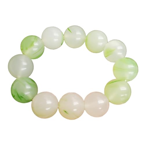 Grünes schwimmendes Blumen-Jade-Armband für Damen und Herren, Edelsteine, Stretch-Perlenarmband, Einheitsgröße, Achat von Bwesfy