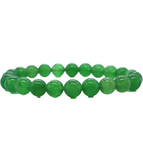 Jade-Armband für Damen, grüner Achat, Chalcedon, Edelstein, Stretch-Perlenarmband, Einheitsgröße, Achat von Bwesfy