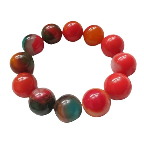 Jade-Armband für Damen und Herren, 20 mm, natürliche bunte Achat-Edelsteine, Stretch-Perlenarmband, Einheitsgröße, Achat Jade-Armband für Damen und Herren, 20 mm, natürliche bunte Achat-Edelsteine, Stretch-Perlenarmband, Einheitsgröße, Achat von Bwesfy