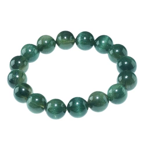 Jade-Armband für Damen und Herren, grünes Katzenaugen-Edelstein-Kristall-Stretch-Perlenarmband, Einheitsgröße, Achat von Bwesfy